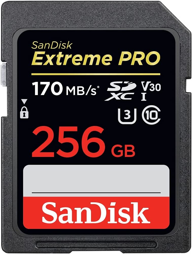 SanDisk 256 GB Extreme PRO SDXC UHS-I Card, V30, 4K - 170MB/s