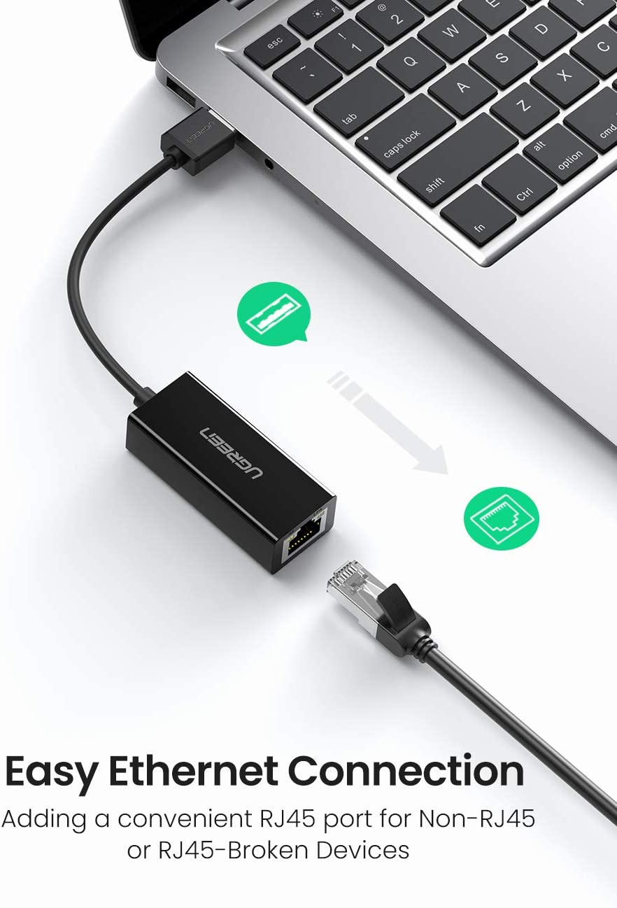 USB to LAN 10/100Mbps Ethernet Adapter, LAN ადაპტერი UGREEN EA20254 (20254), Black