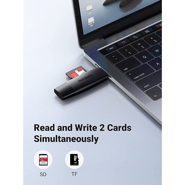 ბარათის წამკითხველი UGREEN CM304 (80191) Multifunction Card Reader, USB-A, USB-C, SD/TF, Black