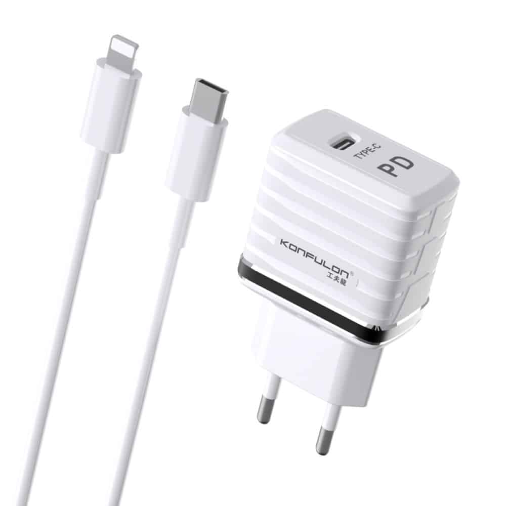 Konfulon C32D 20W PD Charger, DC13 3A Type-C to Lightning Cable
