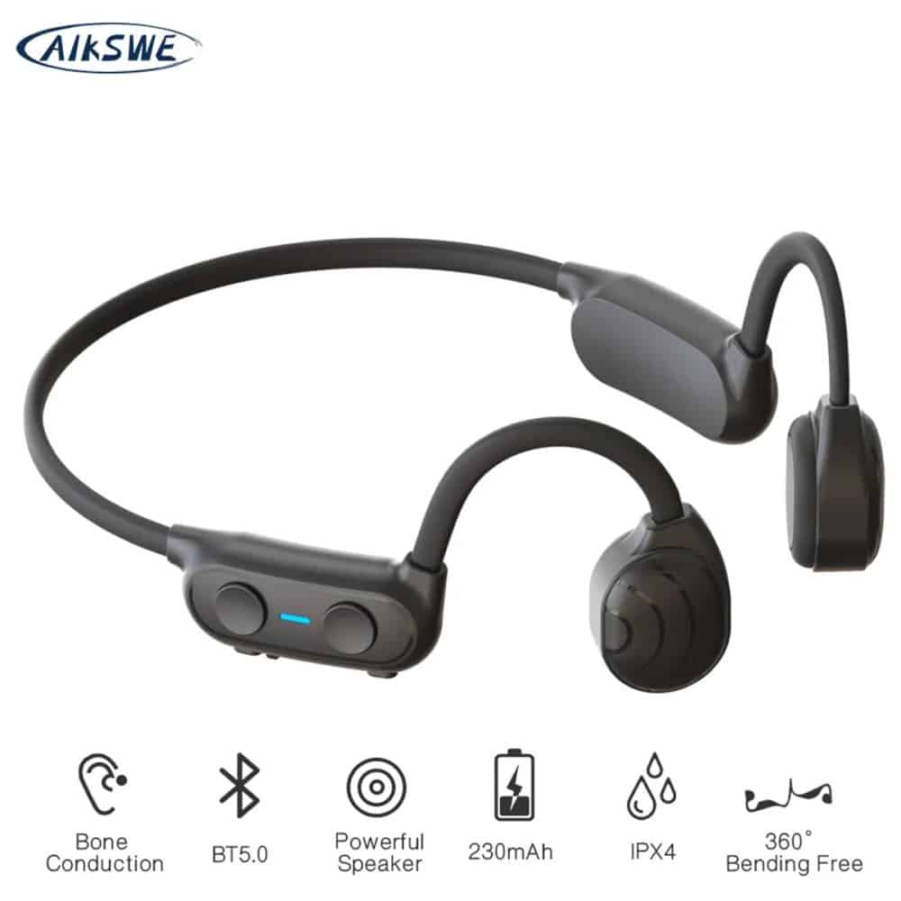 AS10 Plus Open Ear Headphones -IP68 Waterproof Sweatproof - Black
