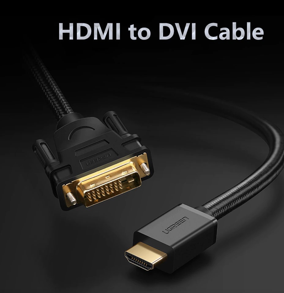 ვიდეო კაბელი UGREEN HD133 (50750) HDMI to DVI Cable with Braid, 1.5m, Black