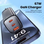 USB-C დამტენი UGREEN CD224 (70774) Wall Charger, 65W, 3 x USB-C, Type-c USB-A, GaN, Black