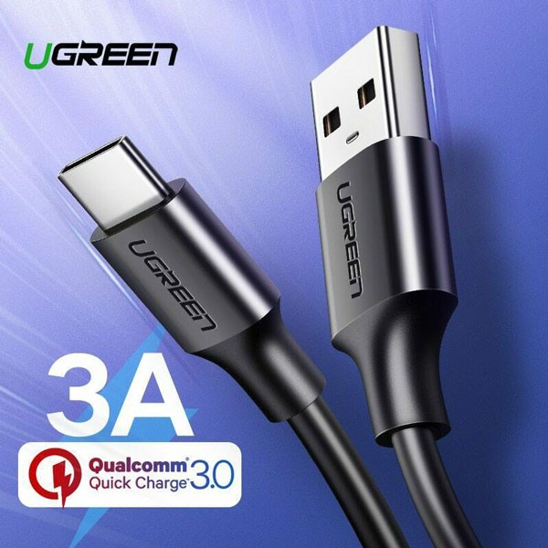 USB კაბელი UGREEN US288 (60118) USB to USB-C Cable Nickel Plating 2m (Black)