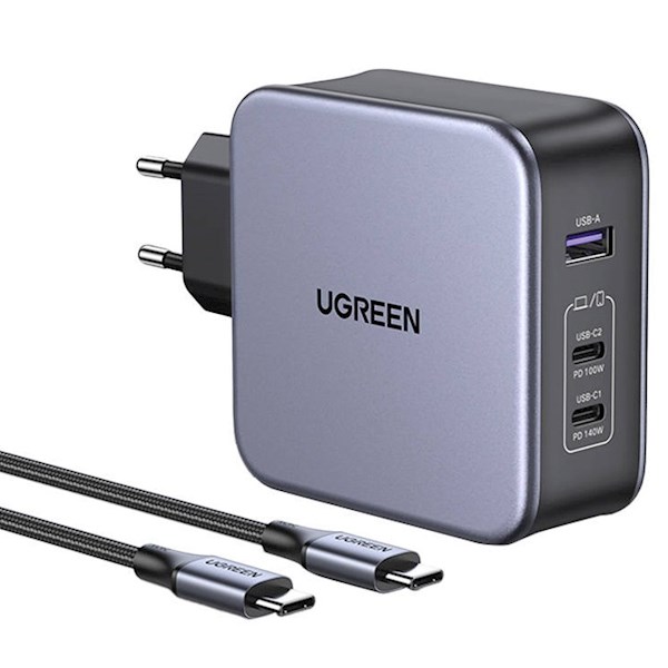 დამტენი UGREEN CD289 (90549), 140W, USB, USB-C, Gray