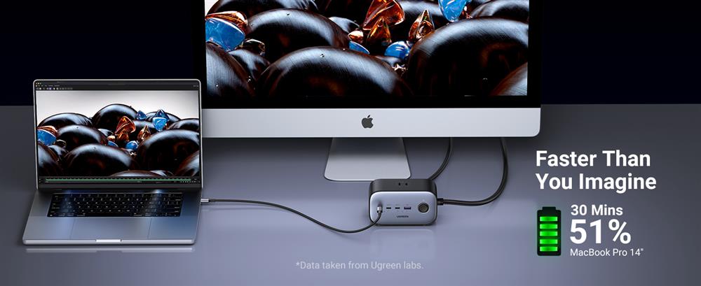 დენის გამანაწილებელი UGREEN Charger Type-c CD270 (60167) Diginest, 100W, 3 Socket, USB-A, USB-C, 1.8m, Black
