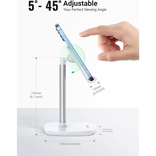 მობილურის დამჭერი UGREEN LP177 (60343) Adjustable Desktop Cell Phone Stand, White