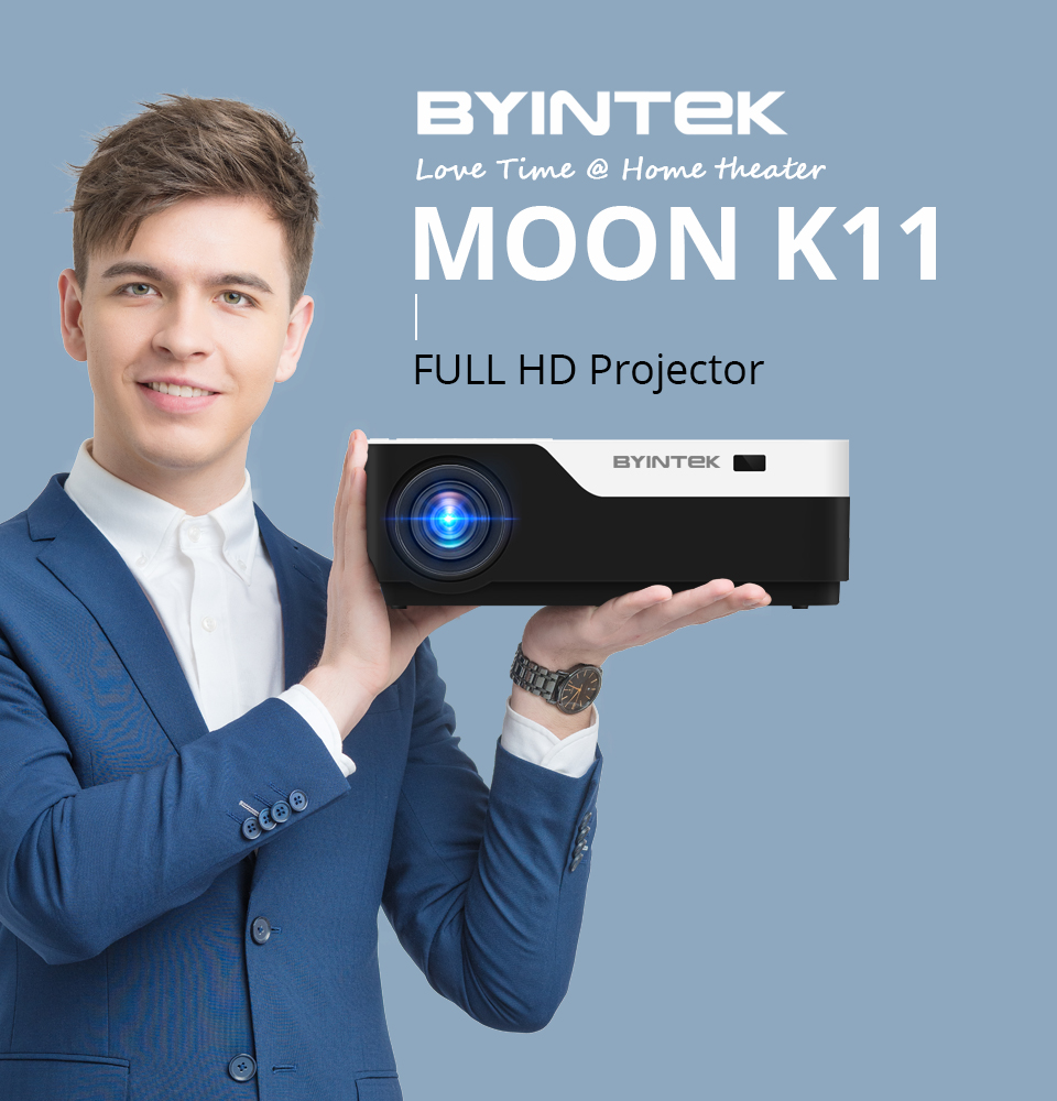 პროექტორი BYINTEK MOON K11 Android 200inch native: 1920x1080 1080P FULL HD LED Video Projector with Android 7.1 OS HDMI USB For Game Movie Cinema Home Theater