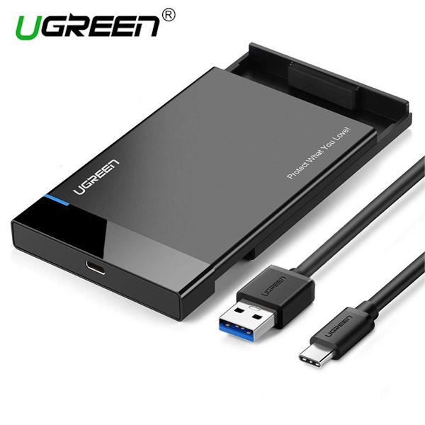 მყარი დისკის ქეისი UGREEN US221 (50743), USB C 2.5 Inches SATA III Hard Drive Box, Black