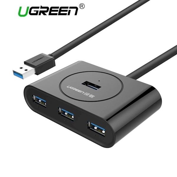 USB ჰაბი UGREEN CR113 (20291) NEW USB 3.0 4 Ports Hub with 2.0 OTG Black 1M
