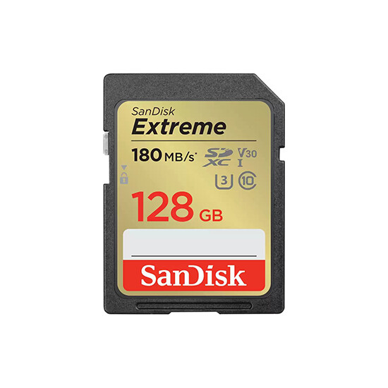 SanDisk 128GB Extreme SD/XC UHS-I Card 180MB/S V30/4K Class 10 SDSDXVA-128G-GNCIN