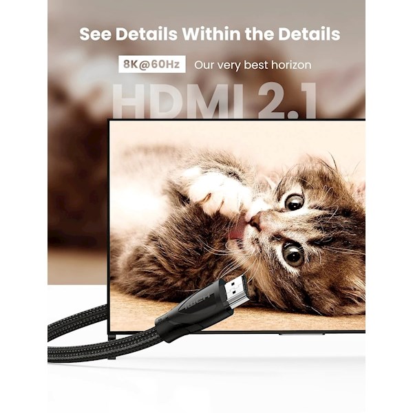 HDMI კაბელი UGREEN HD140 (80404) 8K HDMI 2.1 to HDMI 2.1 Cable, 3m, Black