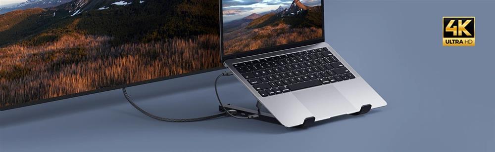 USB-C ჰაბი UGREEN CM359 (80551) Type-C X-Kit Laptop Stand Docking Station, 2xUSB3.0, HDMI, SD, TF, Black