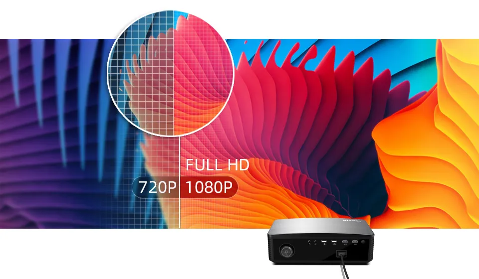 პროექტორი BYINTEK MOON K25 Smart Full HD 4K Home Theater Projector, LCD, LED, Android 9.0 OS, 2.4G/5G WiFi, BT4.0, RAM 1G DDR3, ROM 8G, Black