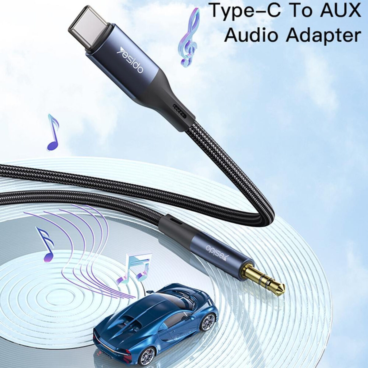 Yesido YAU36 Type-C to 3.5mm AUX Audio Adapter Cable (Black)
