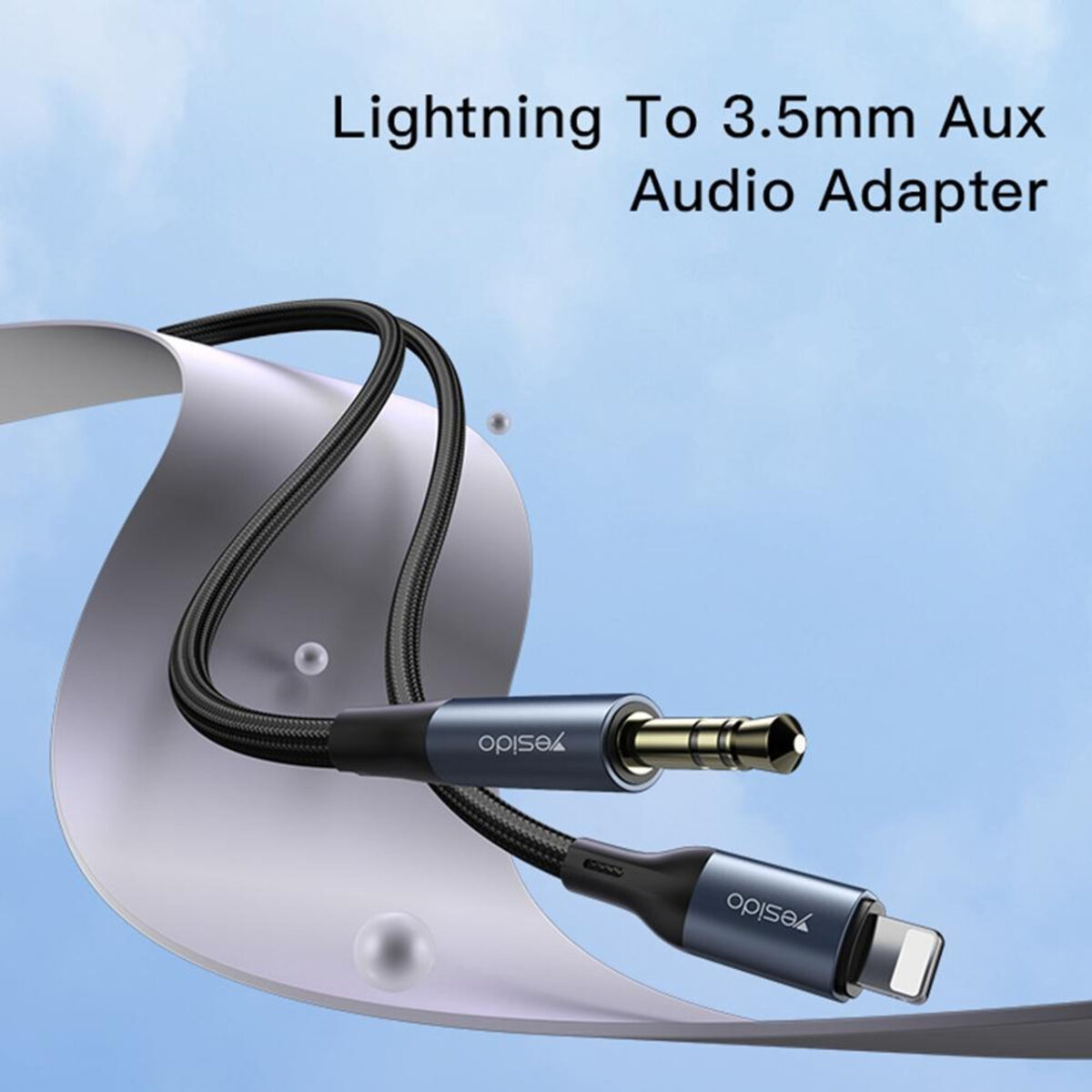 Yesido YAU35 Lightning to 3.5mm AUX Audio Adapter Cable, 1M, Black