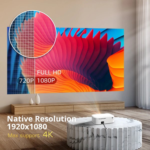 პროექტორი BYINTEK K45 Smart Home Theater Projector, FHD, Support 4K, Android 9.0, LCD, LED, 700 ANSI lumens, WiFi, BT4.0, White