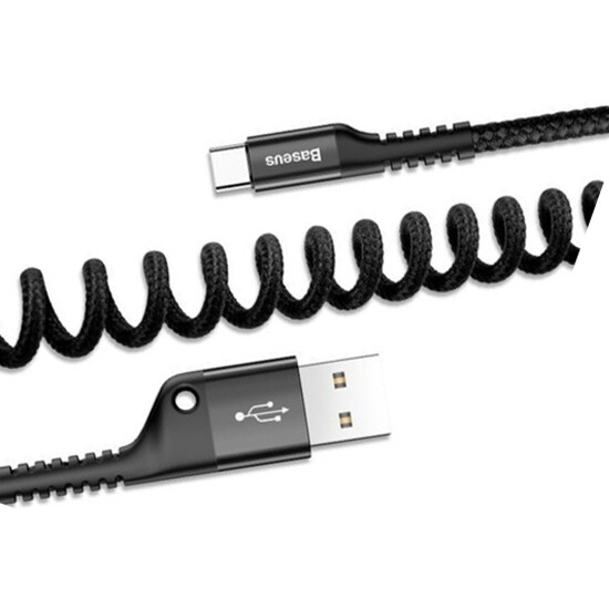 Baseus Fish-Eye Spring USB Data Cable Type-C 2A 1M CATSR-01 Black