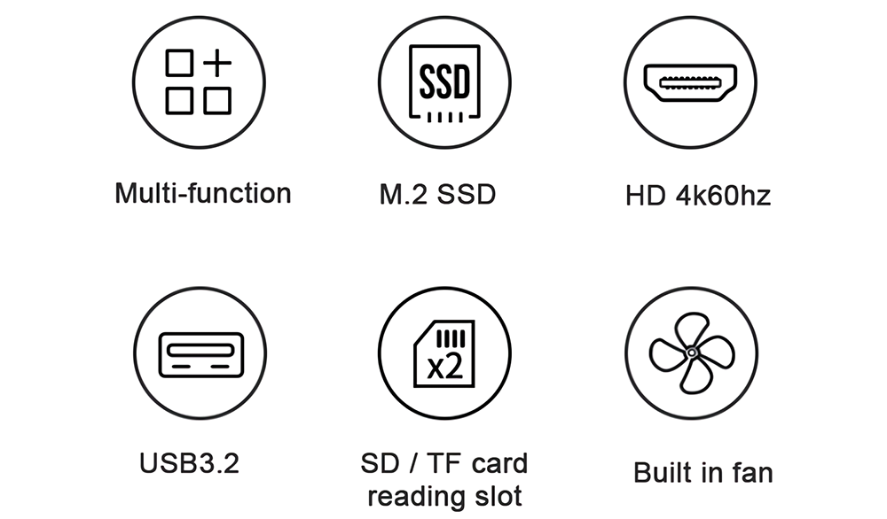 USB-C ჰაბი UGREEN CM440 (60612) Multifunction Type-C Docking Station, M.2 NVMe/SATA Dual Protocol, 2xUSB-C, 2xUSB3.2, HDMI, SD/TF, Silver