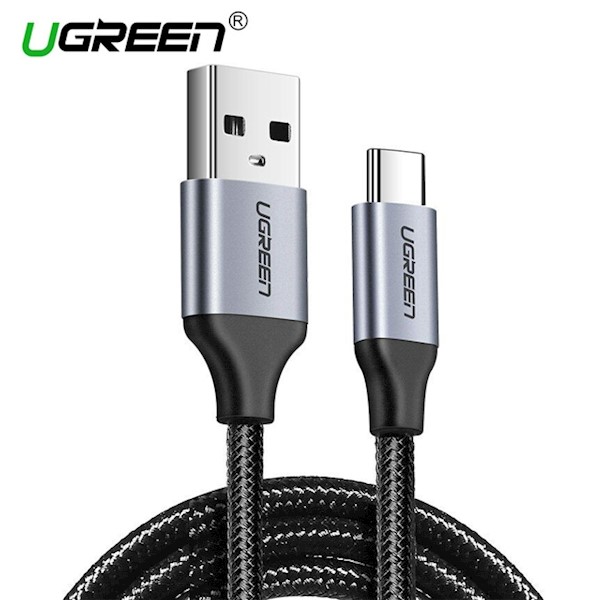 USB კაბელი Ugreen US288 (60126) UGREEN USB 2.0 A to Type C Cable Nickel Plating Aluminum Braid 1m (Black)