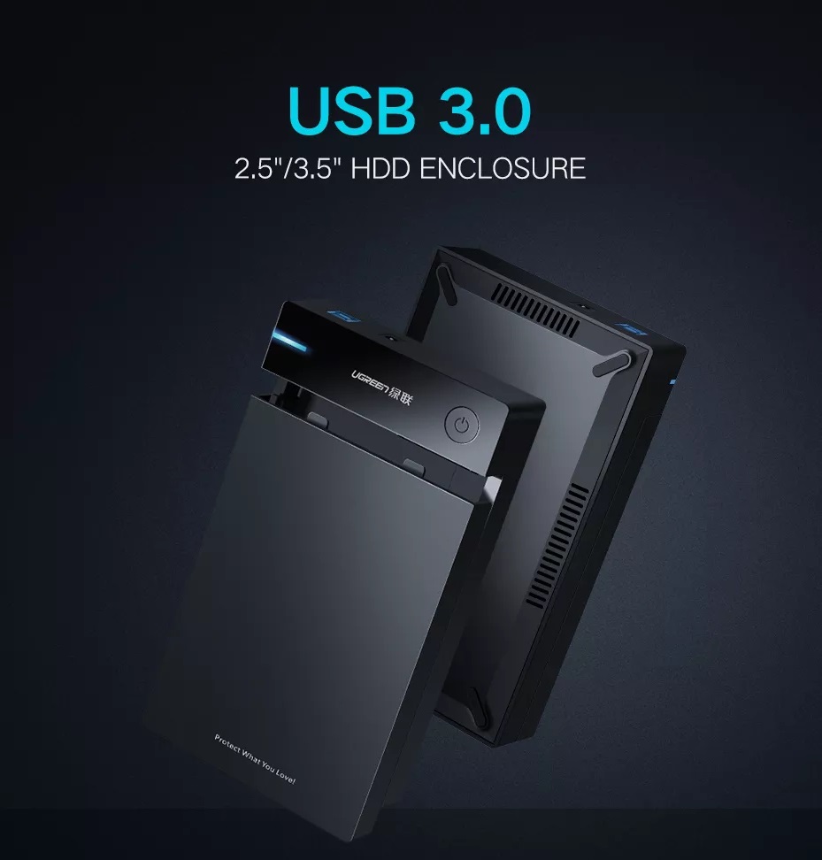 მყარი დისკის ქეისი UGREEN US222 (50422) 3.5" USB 3.0 Hard Drive Enclosure, Black
