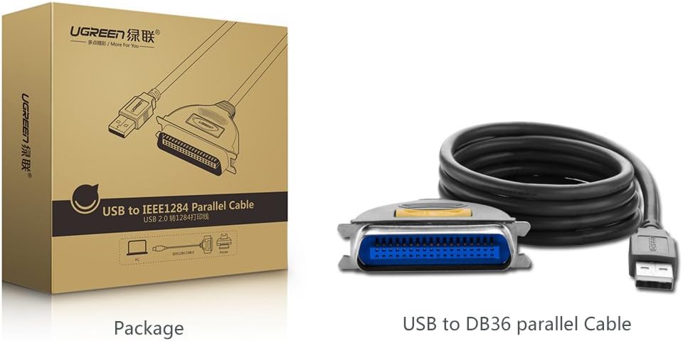 პრინტერის კაბელი UGREEN CR124 (20225) USB to CN36 IEEE1284 Parallel Printer Cable 2m