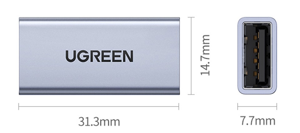 USB ადაპტერი UGREEN US381 (20119) USB 3.0 Type A Female to Female Adapter, Gray