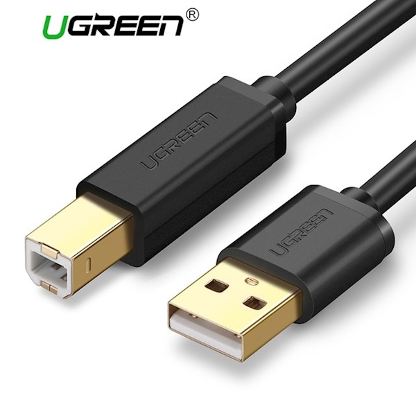 პრინტერის კაბელი UGREEN US135 (10352) USB 2.0 AM to BM Print Cable 5M Gold-Plated (Black) 5M