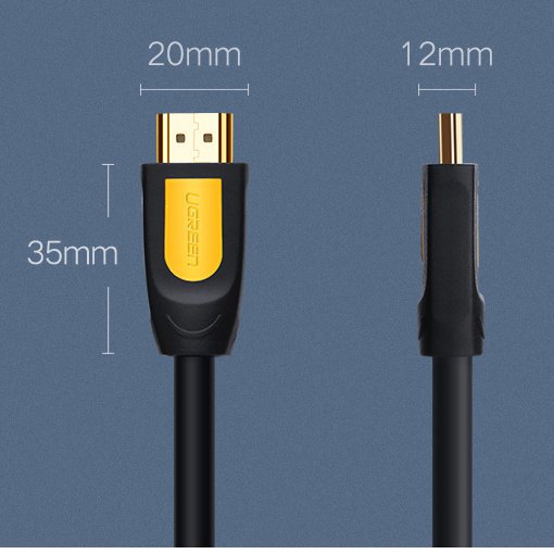 HDMI კაბელი UGREEN HD101 (10115) HDMI to HDMI Cable, 1m, Yellow/Black