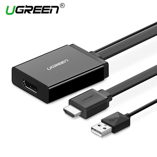 HDMI გადამყვანი UGREEN MM107 (40238) HDMI to DP Converter 0.5m (Black) + USB for power