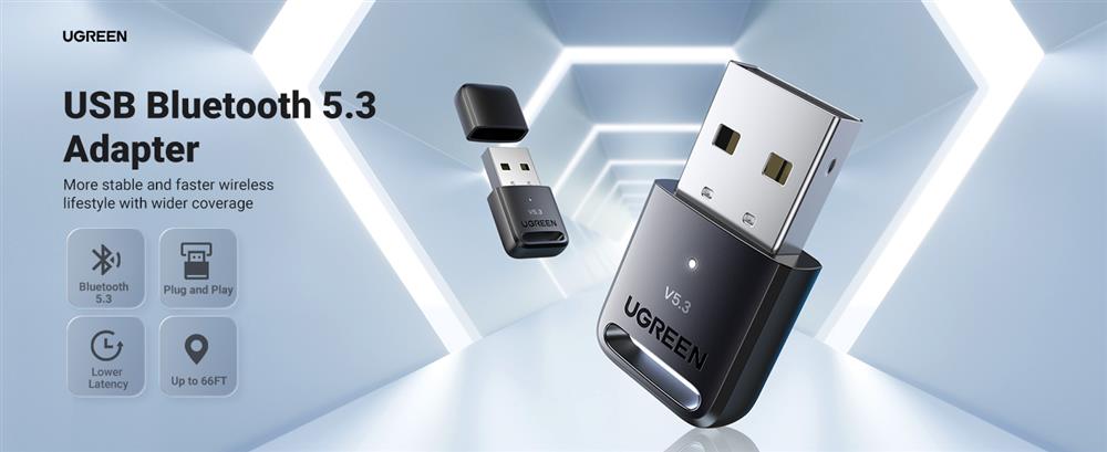 Bluetooth ადაპტერი UGREEN CM591 (90225), USB Bluetooth Adapter, Black