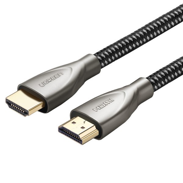 HDMI კაბელი UGREEN 50108, HDMI 2.0 4K Carbon Fiber Zinc Alloy Cable, 2m, Gray