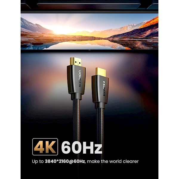 HDMI კაბელი UGREEN HD118 (40416) 4K UHD High Speed HDMI 2.0 Cable, 15m, Black