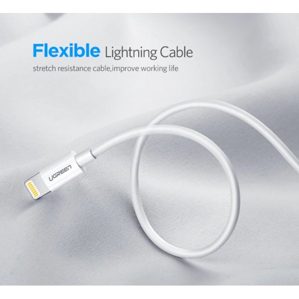 USB კაბელი UGREEN US155 (80315) Apple Lightning To USB 2.0 A Male Cable White 1.5M