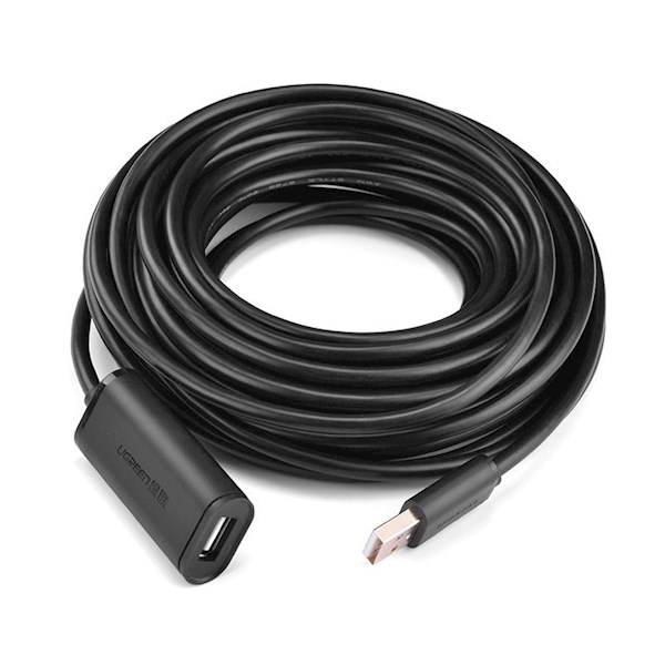 USB დამაგრძელებელი UGREEN US121 (10319) USB 2.0 Active Extension Cable, 5m, Black