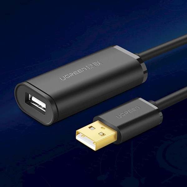 USB დამაგრძელებელი UGREEN US121 (10319) USB 2.0 Active Extension Cable, 5m, Black