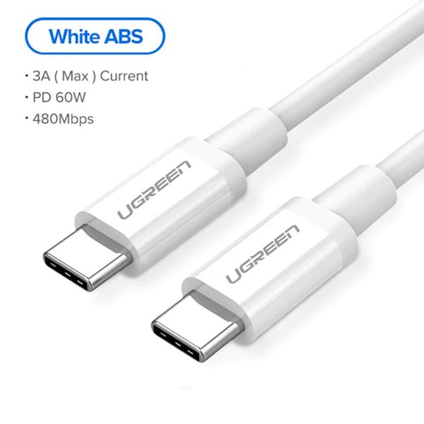 USB კაბელი UGREEN 60518 Type C 2.0 Male To Male Cable Usb Type C Charging Cable 1m (White)