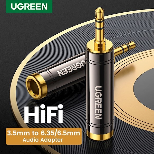 აუდიო ადაპტერი UGREEN AV168 (60711), 3.5mm to 6.35mm Audio Adapter, Black