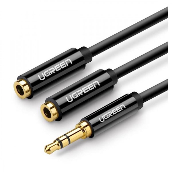 აუდიო კაბელი UGREEN (20816) 3.5mm Male to 2 Female Audio splitter Cable 25cm (Black)