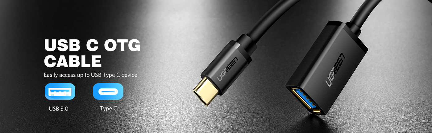 OTG კაბელი UGREEN 30701 USB-C Male to USB 3.0 Female OTG Cable Black USB 3.0 15 cm
