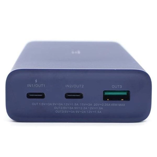 პორტატული დამტენი UGREEN PB165 (80304), 20000mAh, 45W, USB-C, Type-c, USB-A, Power Bank, Blue