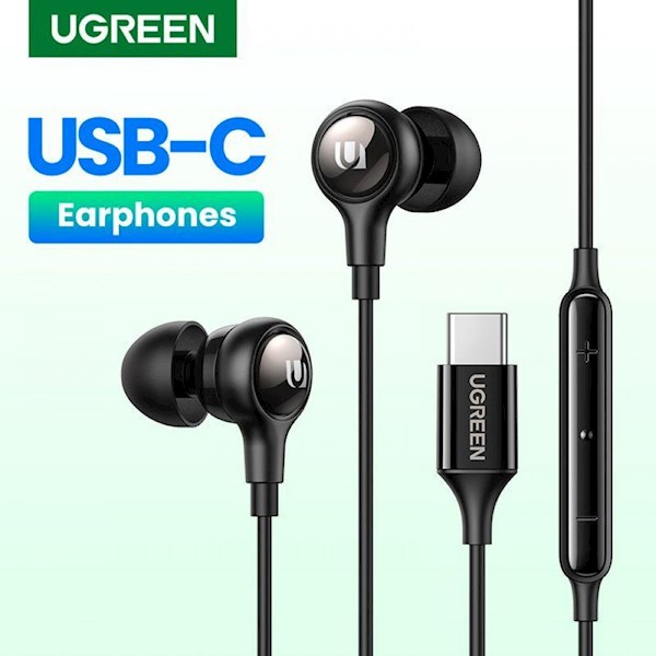 ყურსასმენი UGREEN EP103 (30638), In-Ear Headphones, Wired, Type-C, Black