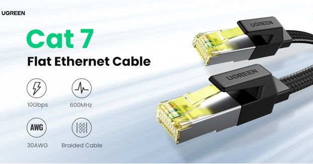 ქსელის კაბელი UGREEN NW189 (40166), CAT7 U/FTP, Lan Cable, 15m, Black
