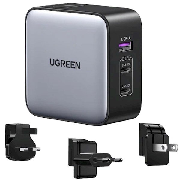 დამტენი UGREEN CD296 (90409), 65W, USB, USB-C, Gray