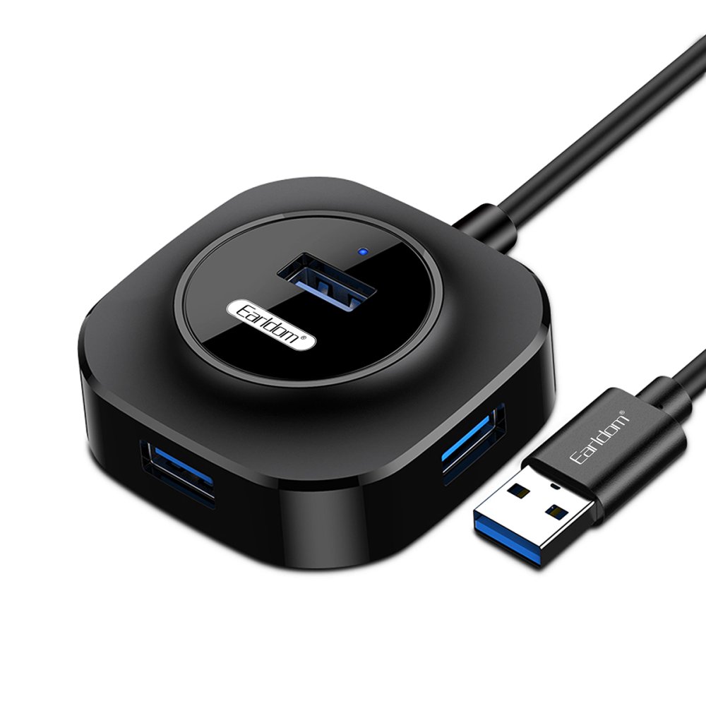 Earldom HUB06 4 IN 1 Hub, Plug and Play USB, USB 2.0 - Black
