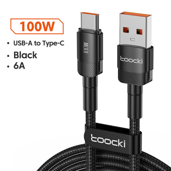 USB კაბელი Toocki 100W Cable USB-A to USB-C, 1M, TXCT-HY01, Black