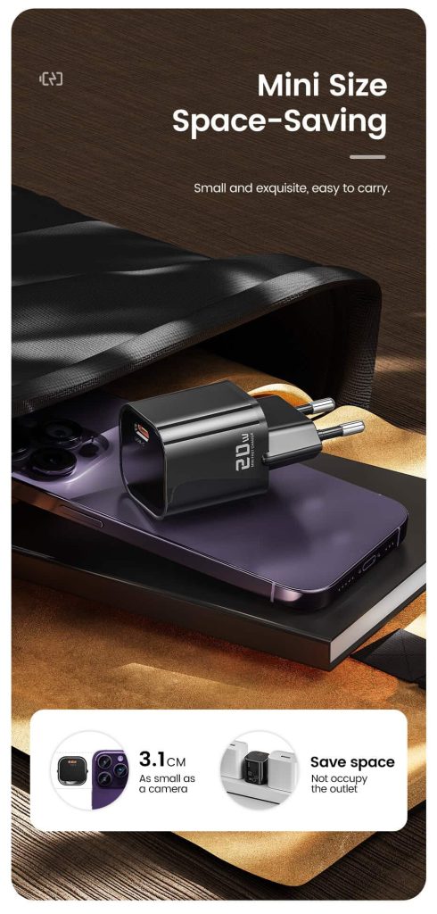USB-C დამტენი Toocki PD 20W Gan USB-C Wall Charger, TCT1C-JCD01 Black (2) USB C დამტენი Toocki PD 20W Gan USB C Wall Charger, TCT1C JCD01 Black (2)