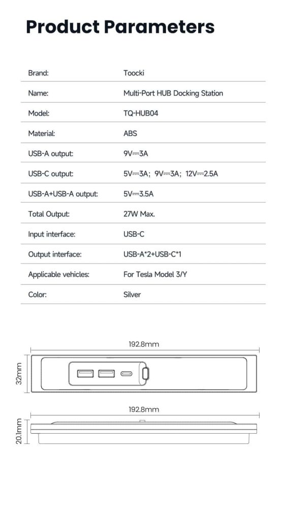 მანქანის ჰაბები Toocki Car USB HUB PD27W Fast Charging, HUB 1