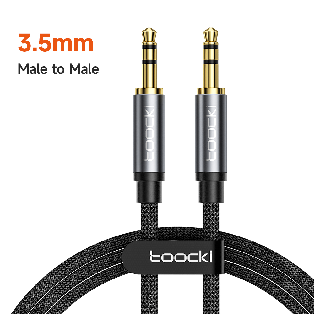 აუდიო კაბელი TOOCKI 3.5mm Male to Male AUX Audio Cable, 1M, Grey, Stereo Cable Cord, TYPX1-MDC0G, Grey