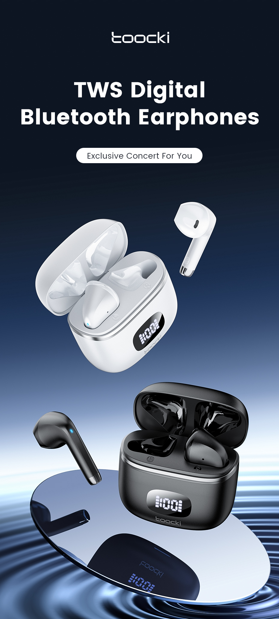 ყურსასმენი Toocki Wireless Bluetooth 5.3 Earphone, 35mAh, TTWS-V06A01, White